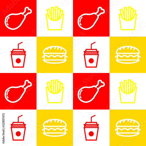 seamless food court pattern background