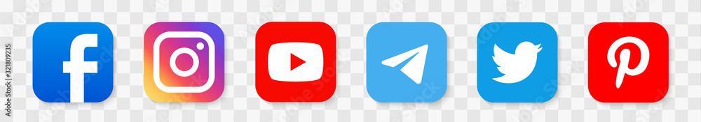 Social media icons illustration. facebook, twitter instagram and