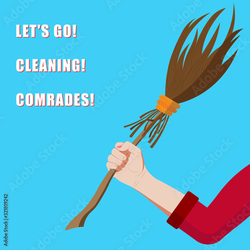 Subbotnik, a female hand that holds a broom