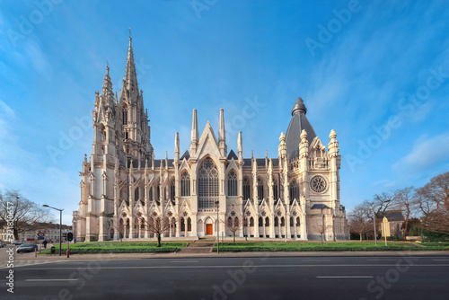 Brussels, Belgium. View of neo-Gothic Church of Our Lady of Laeken 