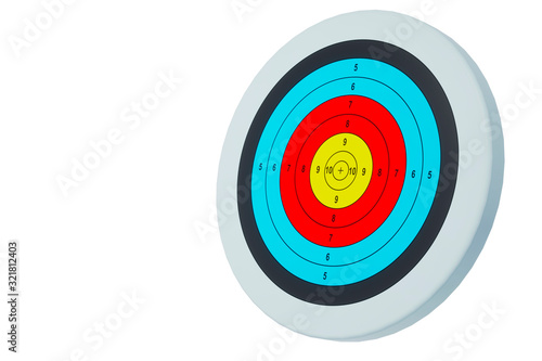Archery target. Empty target without arrows. 3D render. Isolate