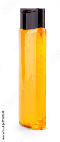 Yellow Shampoo bottle on a white background