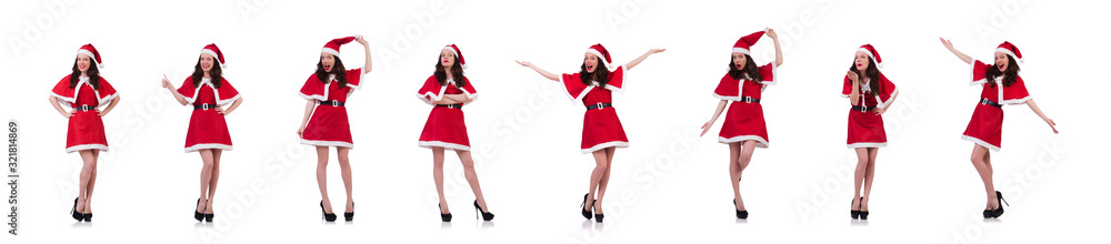 Snow girl santa in christmas concept isolated on white Snow girl santa in christmas concept isolated on white