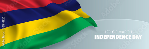 Mauritius independence day vector banner, greeting card