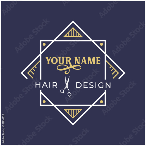 scissors barbershop logo badge design
