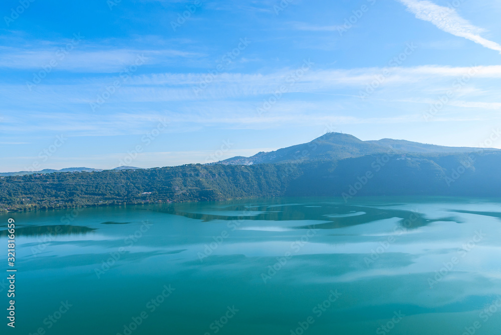 View of Lake Albano from the town of Castel Gandolfo, Italy