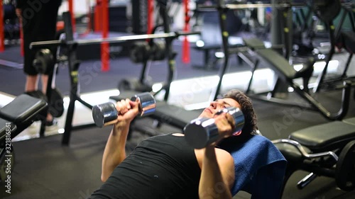 Man training his chest in the gym