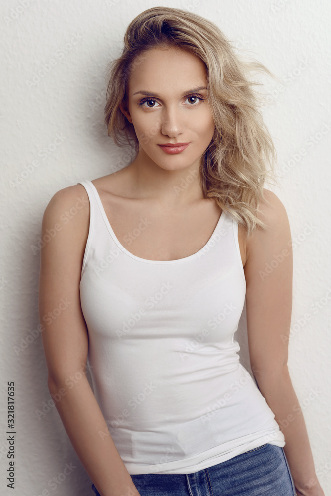Sexy blond woman with tousled hair Sexy blond woman with tousled hair