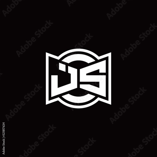 JS logo monogram with ribbon style circle rounded design template