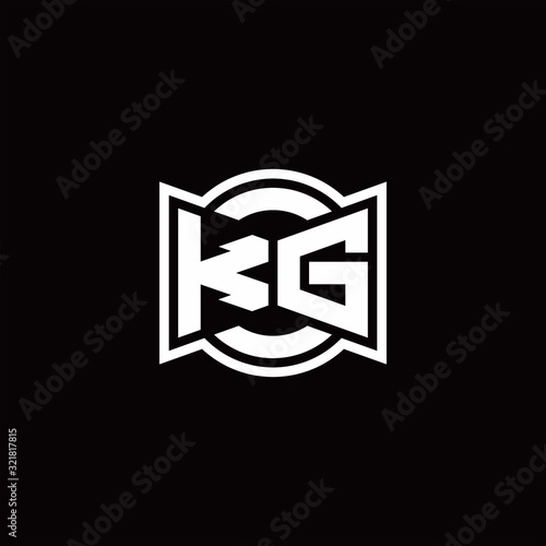 KG logo monogram with ribbon style circle rounded design template