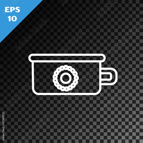 White line Baby potty icon isolated on transparent dark background. Chamber pot. Vector Illustration