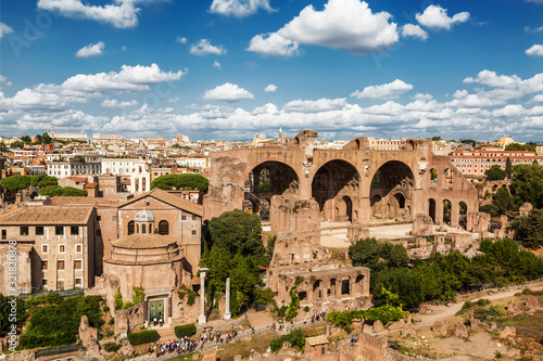 The ruins of the Roman forum with the Basilica of Maxentius and Constantine, Rome, Italy photo