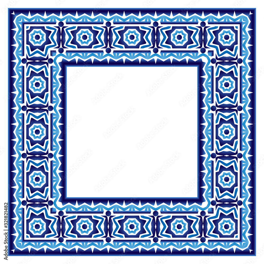 Ceramic tile border pattern. Islamic, indian, arabic motifs. Damask border seamless pattern. Porcelain ethnic bohemian background. Ceramic tile border pattern. Islamic, indian, arabic motifs. Damask border seamless pattern. Porcelain ethnic bohemian background.