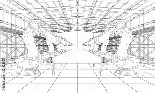 A plant with industral robots manipulators