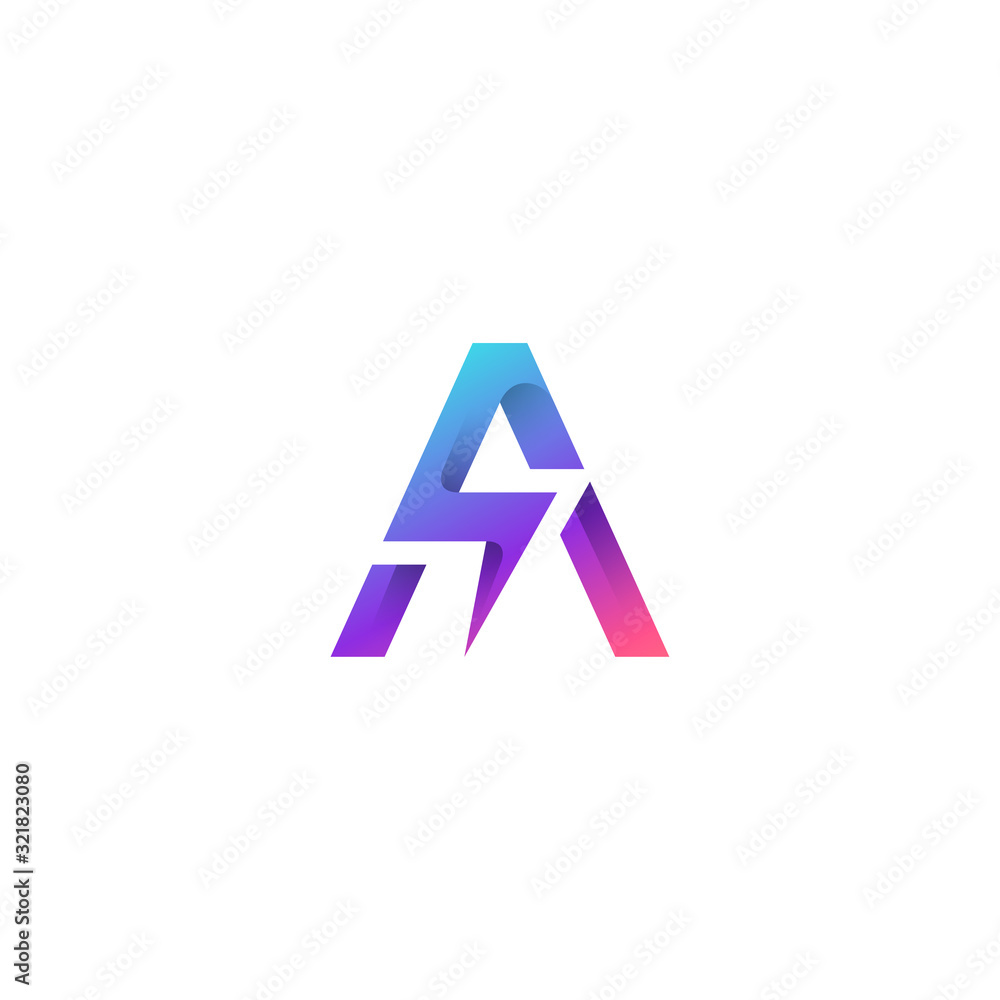 Letter A with Thunder element logo design Letter A with Thunder element logo design