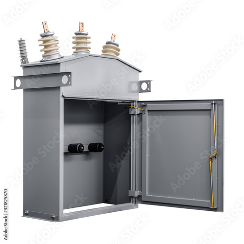 Docking module for Complete transformer substation KTP. White background, isolated photo