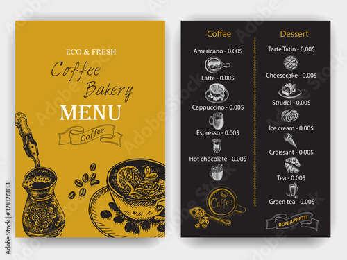 Vector illustration sketch - Vintage Menu. coffee and bakery.