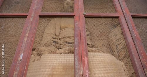 Maijishan Cave-Temple Complex in Tianshui city, Gansu Province China. A mountain with religious caves on the Silk Road