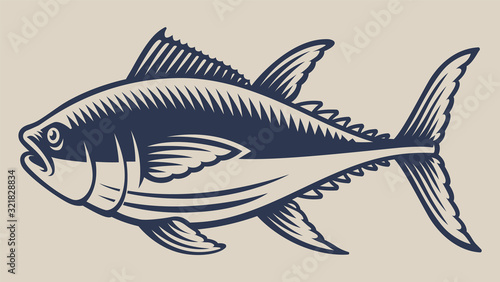 Vintage vector illustration with a tuna