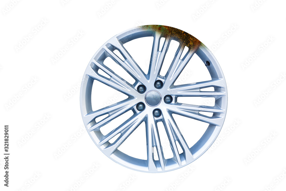 Car Alloy Flat and Broken Isolated legs white background cliping part Car Alloy Flat and Broken Isolated legs white background cliping part