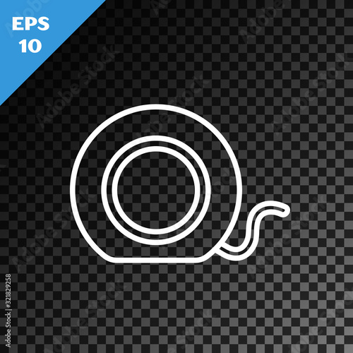White line Dental floss icon isolated on transparent dark background. Vector Illustration