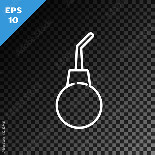 White line Enema pear icon isolated on transparent dark background. Medical rubber pump. Vector Illustration