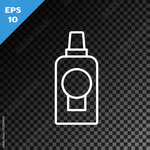 White line Mouthwash plastic bottle icon isolated on transparent dark background. Liquid for rinsing mouth. Oralcare equipment. Vector Illustration