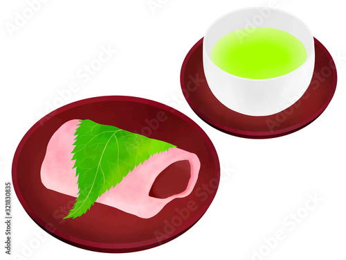 桜餅　お茶