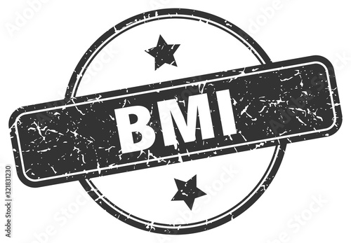 bmi stamp. bmi round vintage grunge sign. bmi