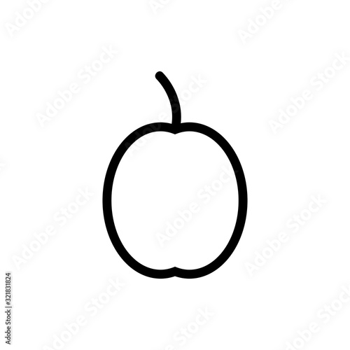 Peach icon vector. Thin line sign. Isolated contour symbol illustration