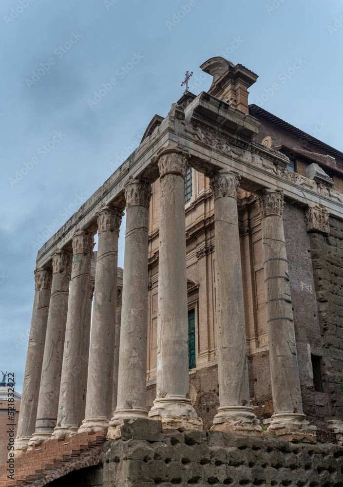 Roman forum and the palatino Catolic church and roman temple