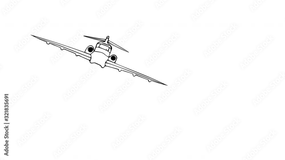Self drawing sketch animation of business jet airplane. White background. Copy space. Self drawing sketch animation of business jet airplane. White background. Copy space.