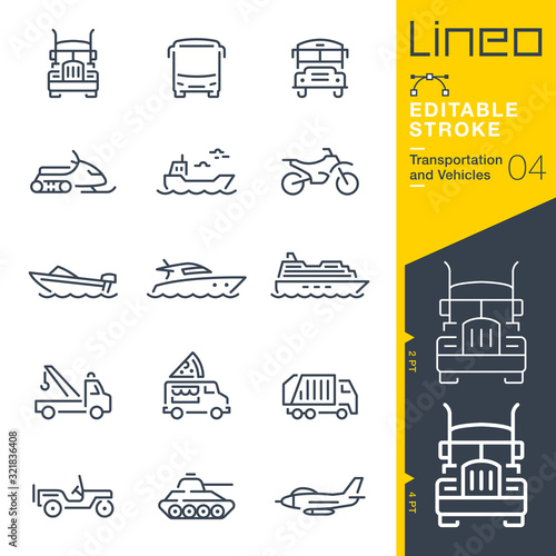 Lineo Editable Stroke - Transportation and Vehicles outline icons