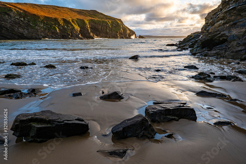 Sunset on a Pembrokeshire beach in Wales