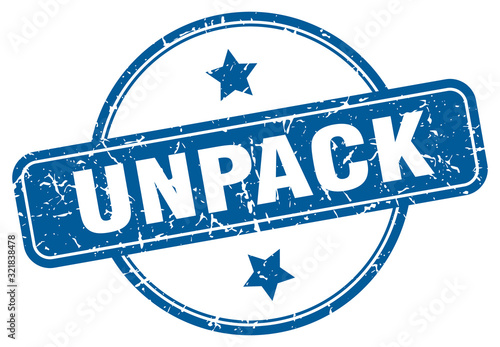 unpack stamp. unpack round vintage grunge sign. unpack