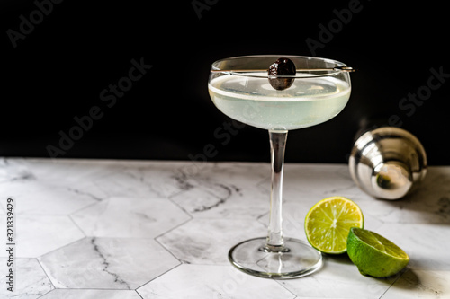 Green Chartreuese Last Word Cocktail with Gin, Mint and Lime.