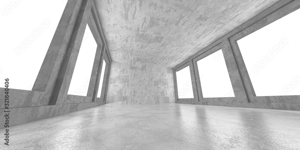 Dark concrete empty room. Modern architecture design Dark concrete empty room. Modern architecture design