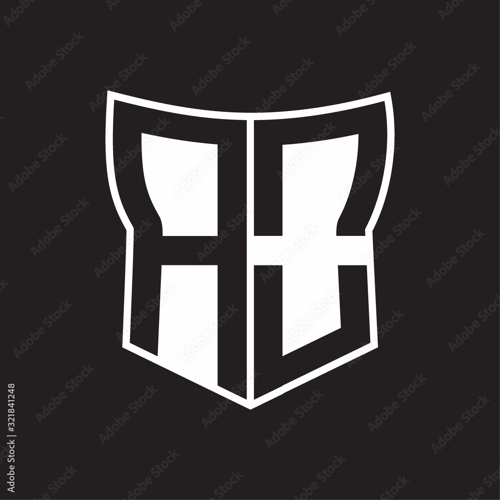 AO Logo monogram with negative space abstract shield shape design template on black background AO Logo monogram with negative space abstract shield shape design template on black background
