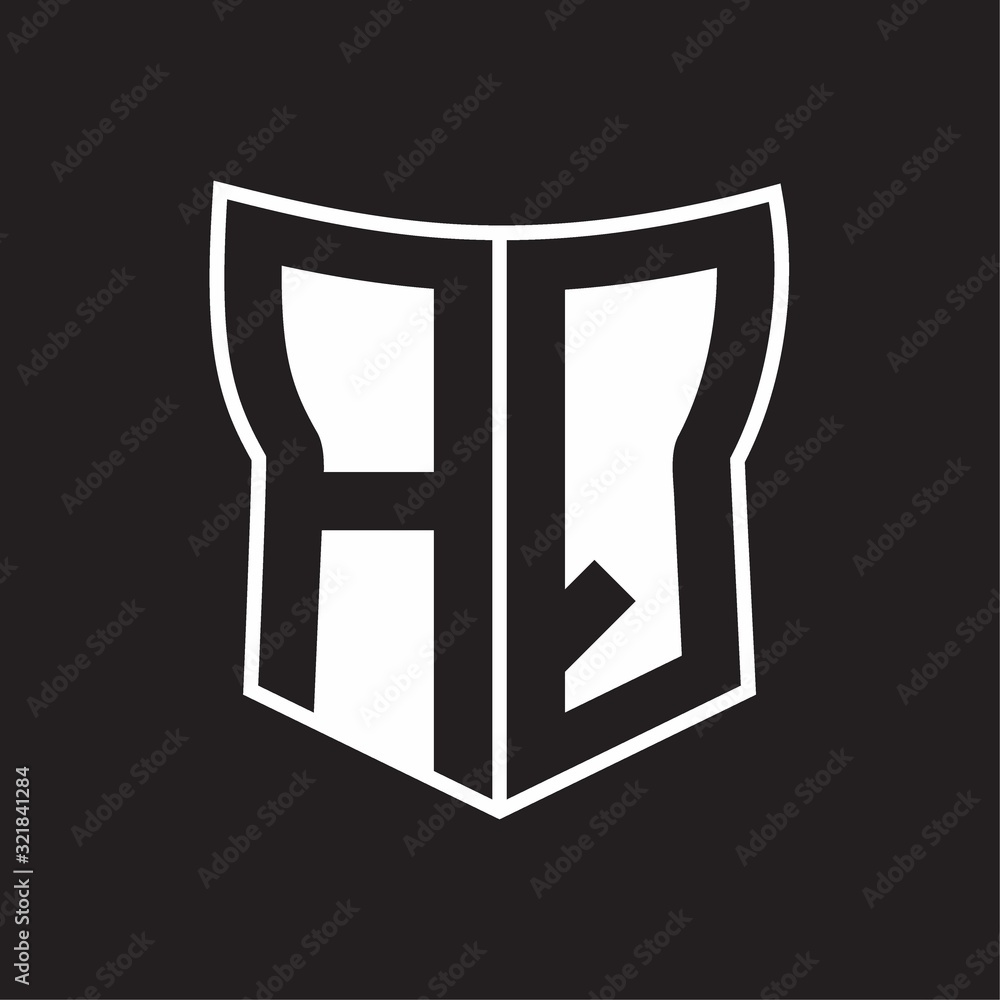 AQ Logo monogram with negative space abstract shield shape design template on black background