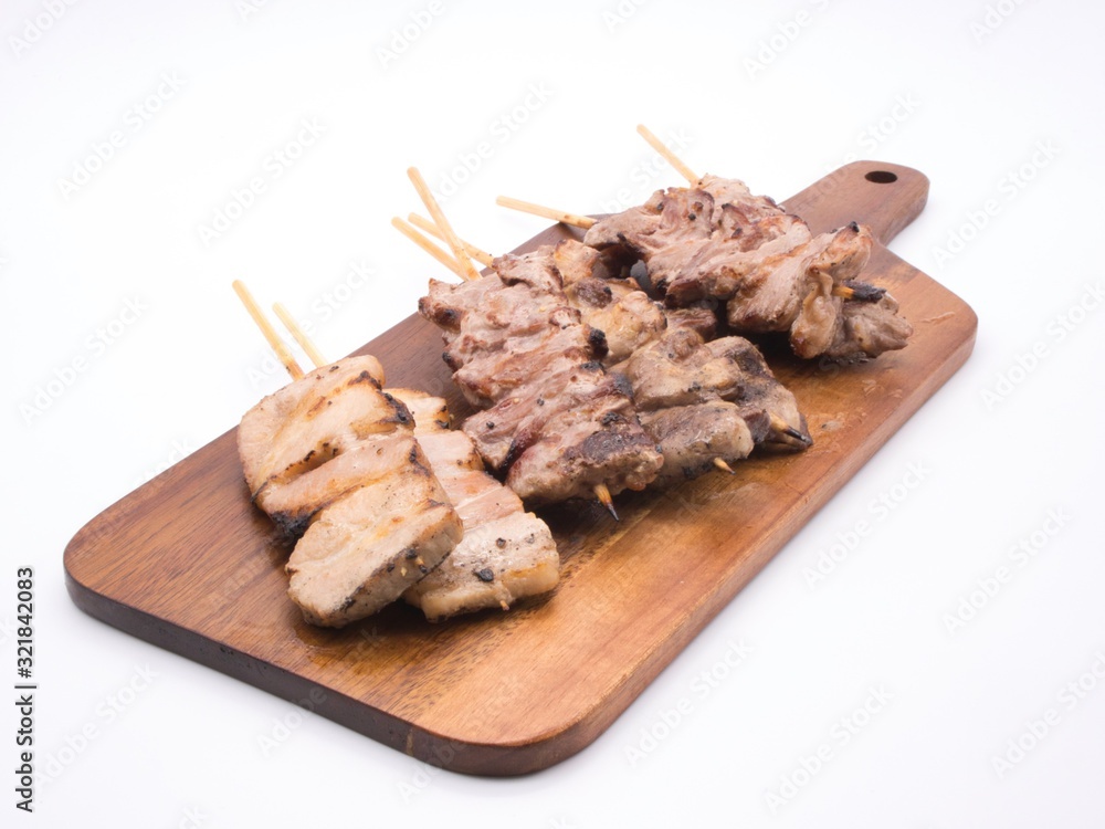 Yakitori plate on white background