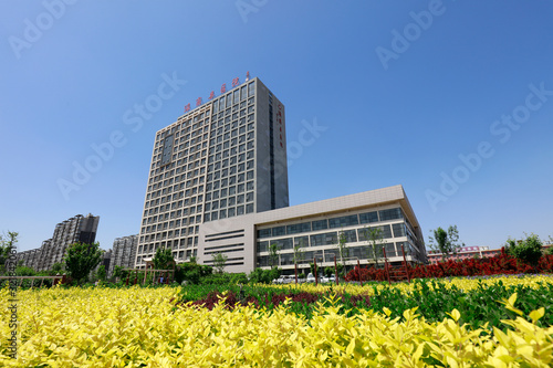 Luannan County - May 18, 2018: Landscape of urban architecture and greening plants, Luannan County, Hebei Province, China