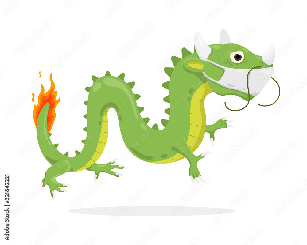 Fototapeta premium vector illustration of a dragon in mask