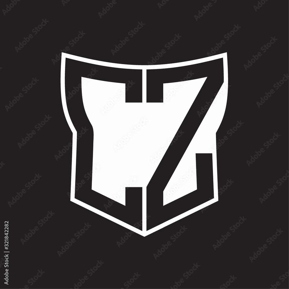 CZ Logo monogram with negative space abstract shield shape design template on black background CZ Logo monogram with negative space abstract shield shape design template on black background