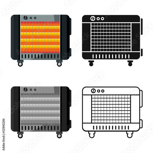 Isolated object of heater and device logo. Graphic of heater and oven stock vector illustration.