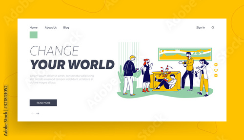 Introvert Vs Extravert Website Landing Page. Introverted Man Sitting in Box Reading Book, Happy People Communicate and Drink Alcohol during Party Web Page Banner. Cartoon Flat Vector Illustration