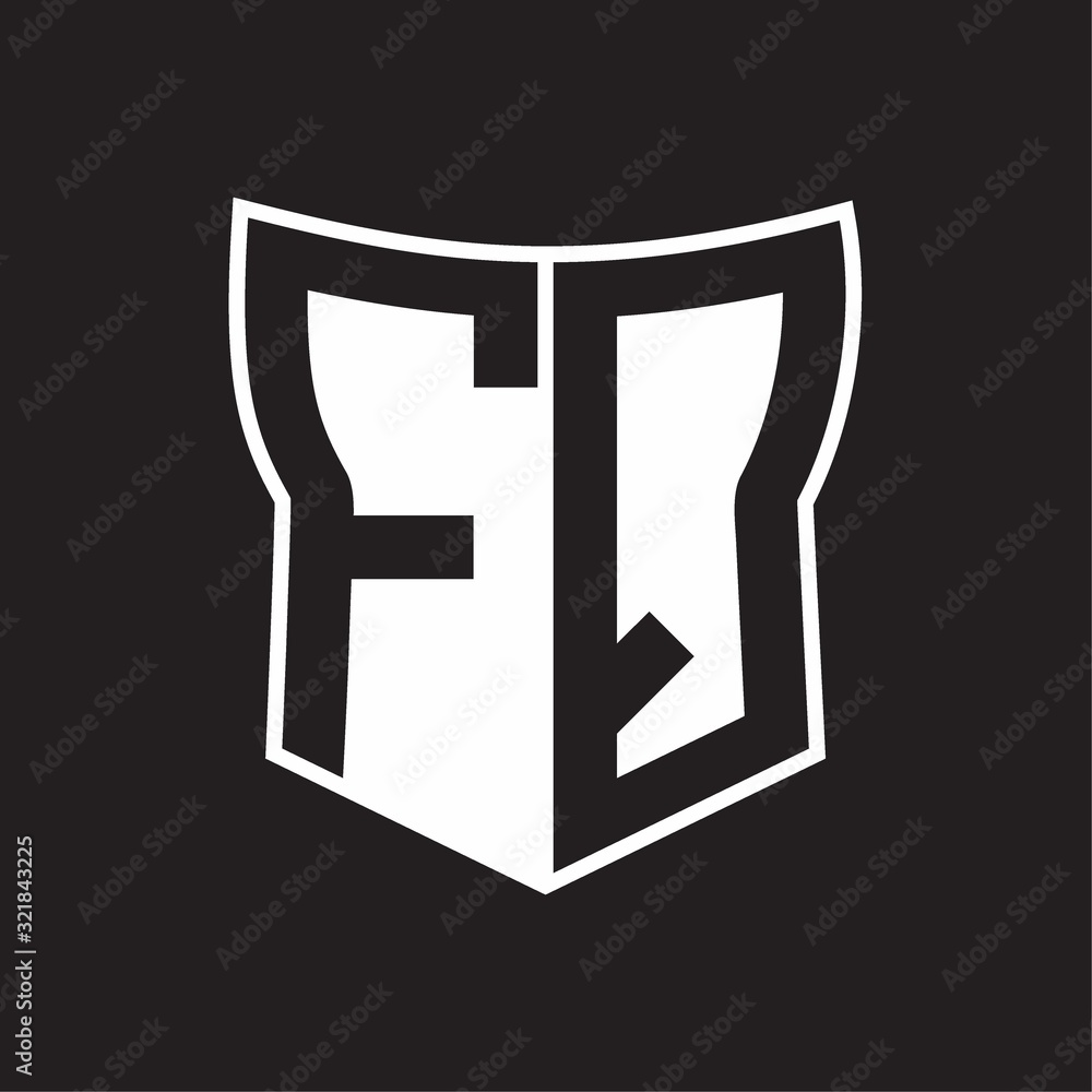 FQ Logo monogram with negative space abstract shield shape design template on black background FQ Logo monogram with negative space abstract shield shape design template on black background