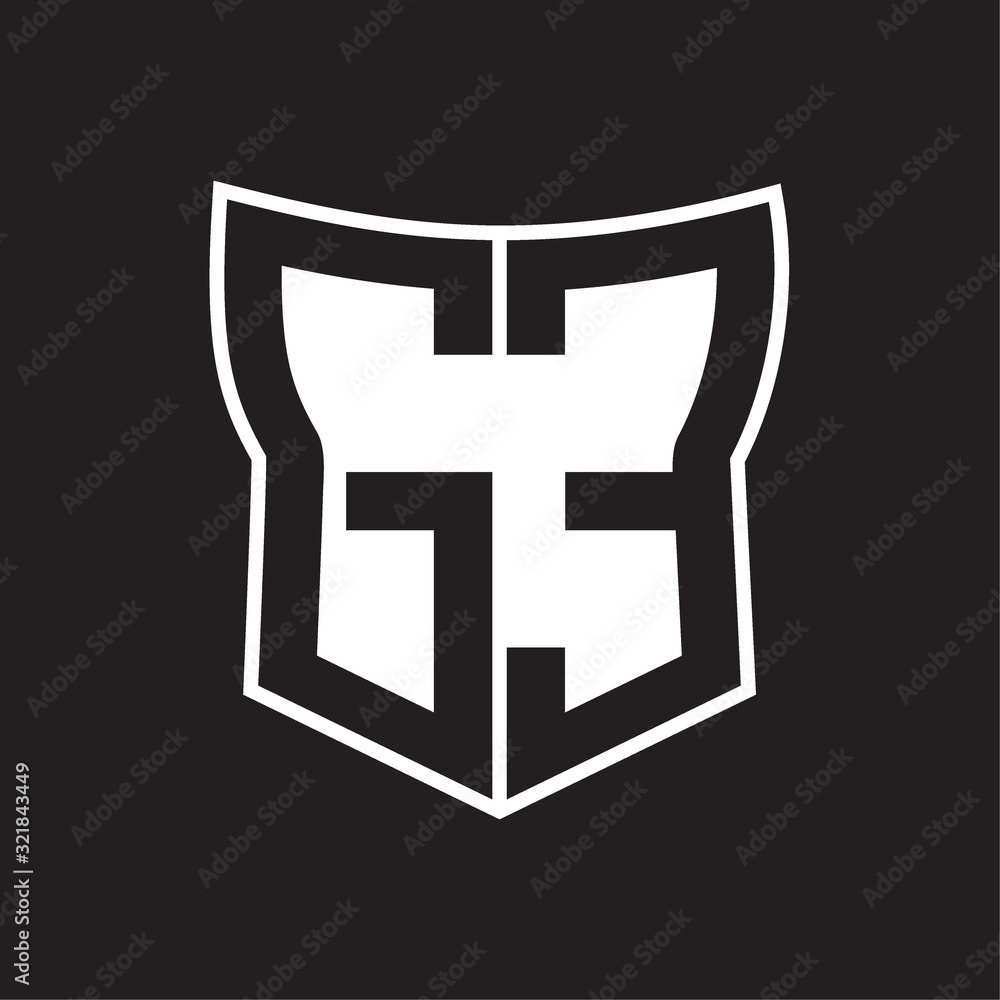 GE Logo monogram with negative space abstract shield shape design template on black background GE Logo monogram with negative space abstract shield shape design template on black background