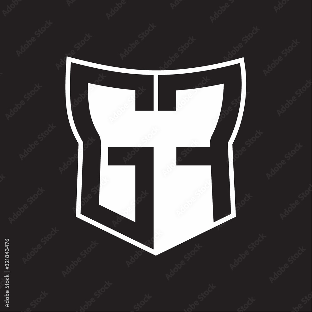 GF Logo monogram with negative space abstract shield shape design template on black background GF Logo monogram with negative space abstract shield shape design template on black background