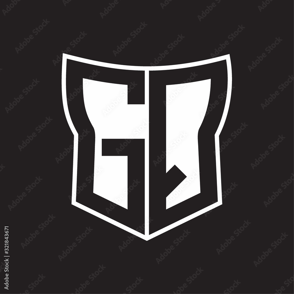 GQ Logo monogram with negative space abstract shield shape design template on black background GQ Logo monogram with negative space abstract shield shape design template on black background