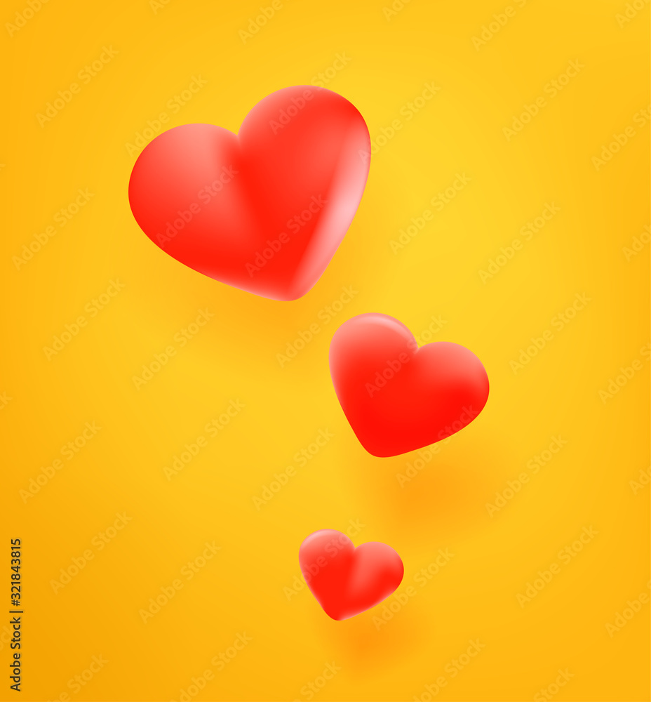 Red cute heart icon. 3d comic style editable vector illustration